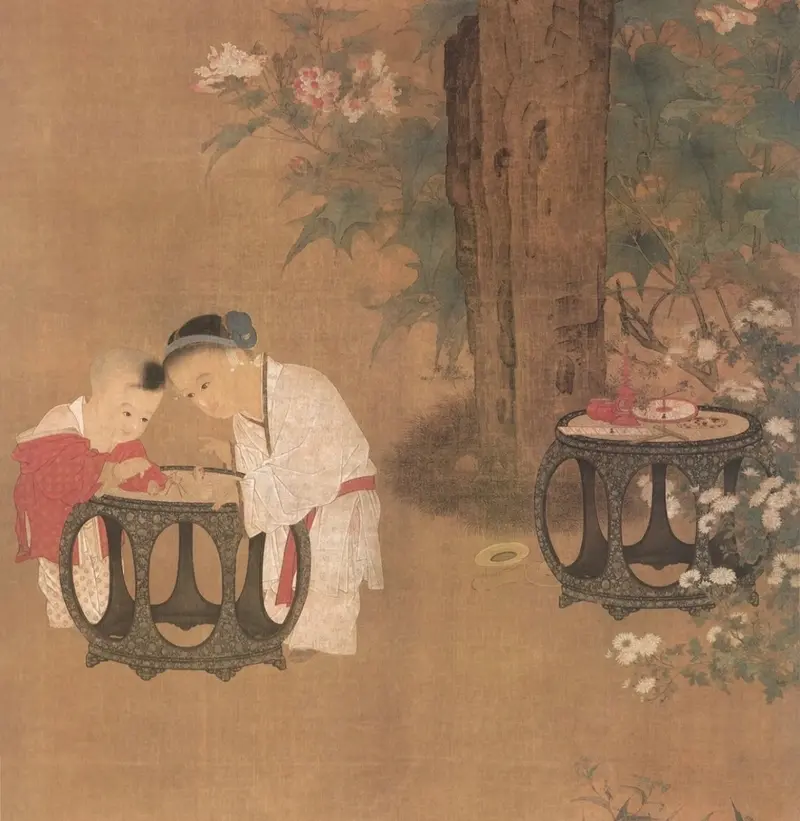 秋庭婴戏图